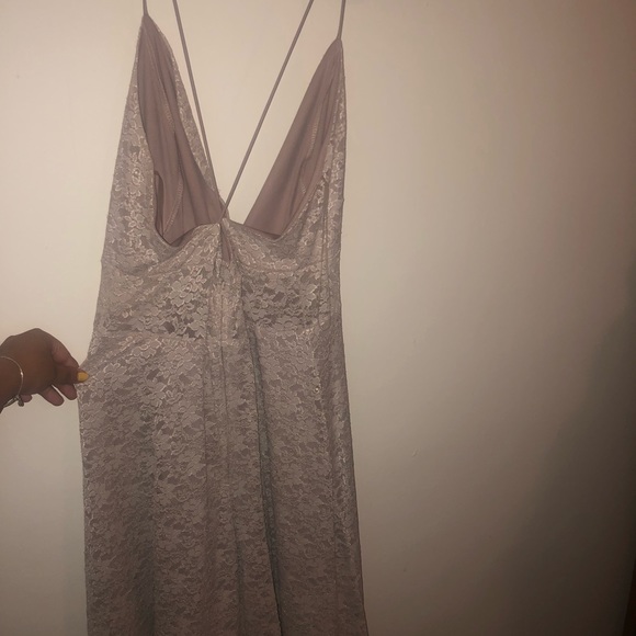 Champagne Elegant Lace Dress - Picture 3 of 5